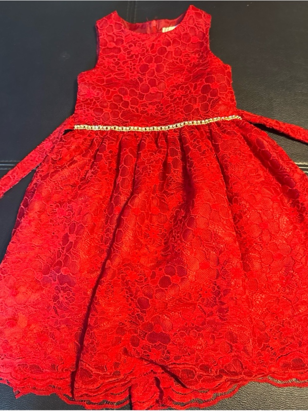 Ellie Red Lace Party Dress with Sparkle Waist